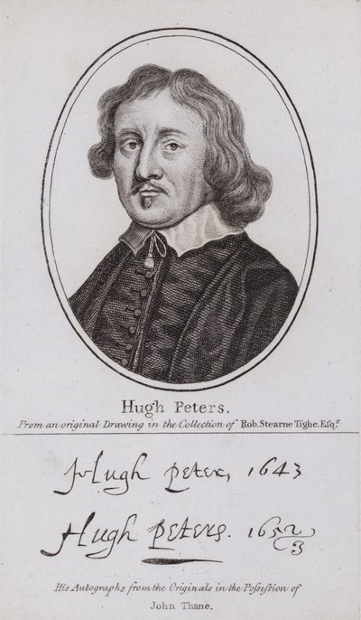 Hugh Peter , engelsk puritansk minister, politiker og parlamentarisk soldat i borgerkrigen (gravering) av English School