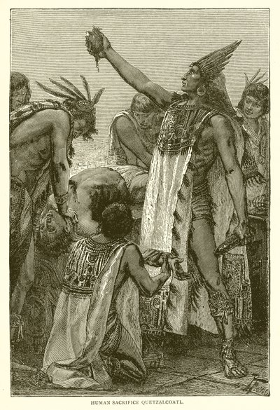 Menneskeoffer Quetzalcoatl av English School