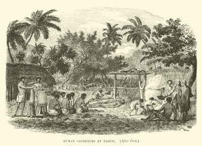 Menneskeofringer på Tahiti, etter Cook av English School