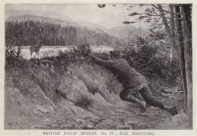 Jeger som skyter et rådyr (litho) av English School