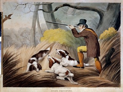 Jakt på nebb i England. Akvarellgravering fra 1800-tallet. Gien, jaktmuseum. av English School