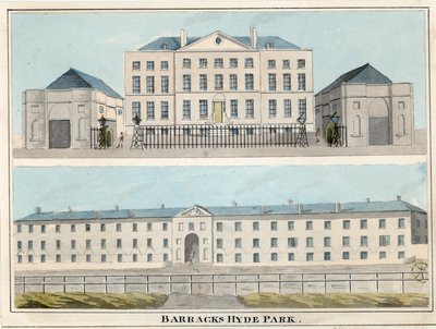 Hyde Park Barracks, London (wc på papir) av English School