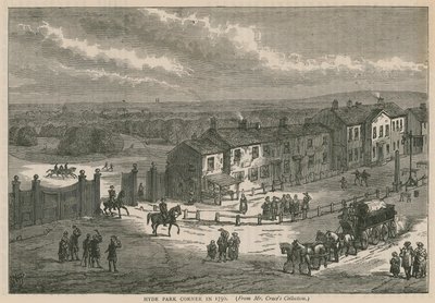 Hyde Park Corner i 1750 av English School