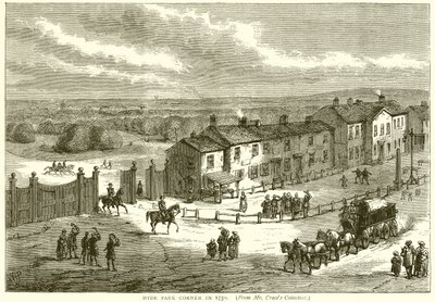 Hyde Park Corner i 1750 av English School