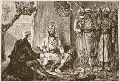 Hyder Ali og misjonæren, illustrasjon fra Cassells Illustrated History of India av James Grant, pub. 1879 av English School