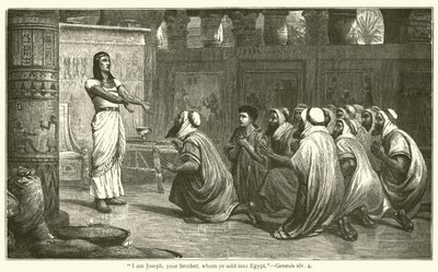 "Jeg er Josef, din bror, som dere solgte til Egypt", 1. Mosebok, xlv, 4 (gravering) av English School