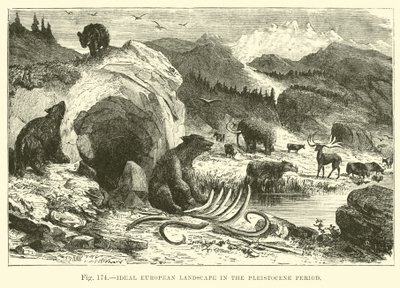 Ideelt europeisk landskap i Pleistocene-perioden av English School