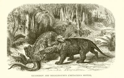 Iguanodon og Megalosaurus, krittsystemet av English School
