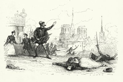 Illustrasjon for Les Huguenots av Giacomo Meyerbeer (gravering) av English School