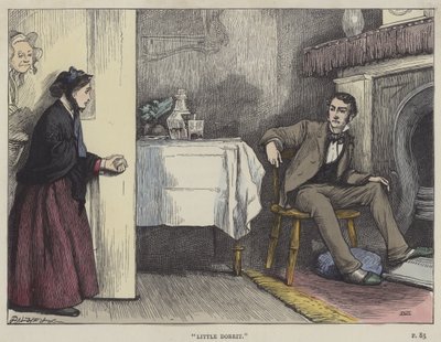 Illustrasjon for Lille Dorrit (farget gravering) av English School