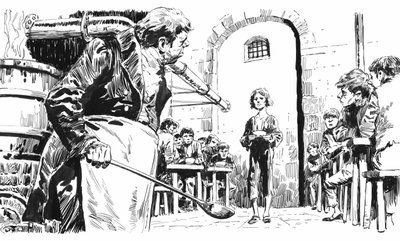 Illustrasjon for Oliver Twist av Charles Dickens (penn og blekk) av English School