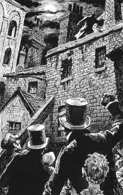 Illustrasjon for Oliver Twist av Charles Dickens (penn og blekk) av English School