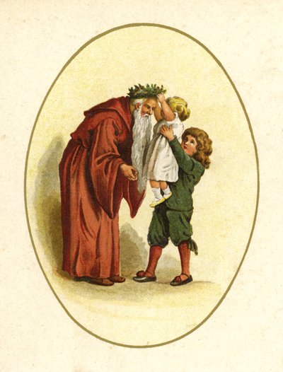 Illustrasjon for The Coming Of Father Christmas (farge litho) av English School