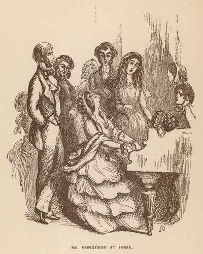 Illustrasjon til The Newcomers av Thackeray (litografi) av English School