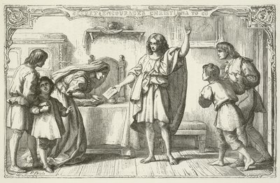 Illustrasjon for The Pilgrims Progress av John Bunyan av English School