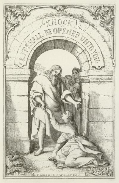 Illustrasjon for The Pilgrims Progress av John Bunyan av English School