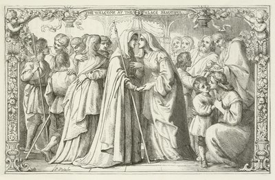 Illustrasjon for The Pilgrims Progress av John Bunyan av English School