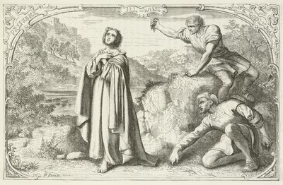 Illustrasjon for The Pilgrims Progress av John Bunyan av English School