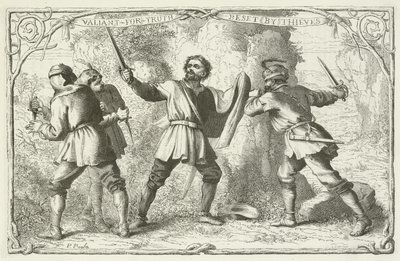 Illustrasjon for The Pilgrims Progress av John Bunyan av English School
