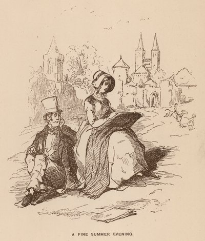 Illustrasjon for Vanity Fair av Thackeray (litho) av English School