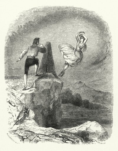 Illustrasjon for balletten, Ondine eller Naiaden (gravering) av English School