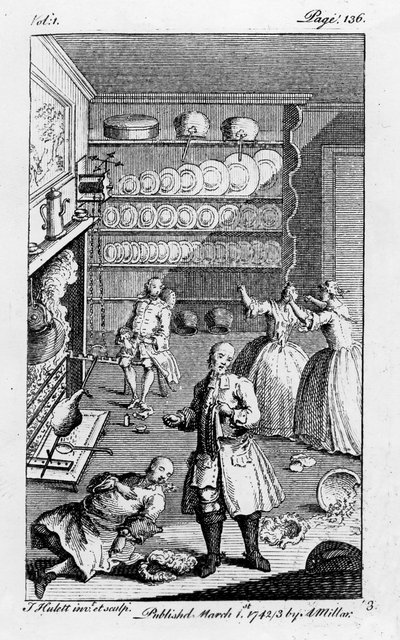 Illustrasjon fra "The History of the Adventures of Joseph Andrews and of his friend Mr Abraham Adams" av Henry Fielding, publisert 1742 av English School
