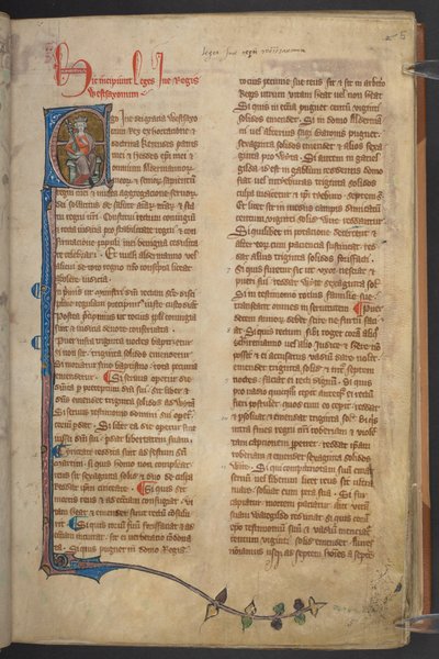 Bilde av kong Ine fra Statutes of England, bomullsmanuskript Claudius D II, f.5r av English School
