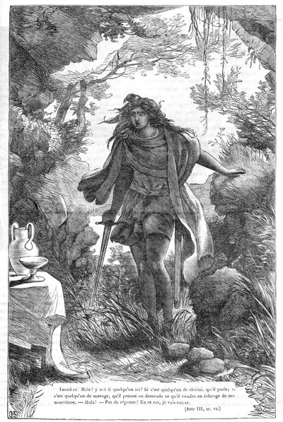 Imogen in Cymbeline - (The Tragedy of Cymbeline, King of Britain) - Illustrasjon i "" Completes de William Shakespeare"" 1866 - Illustrasjonene og den generelle formen til denne utgaven er lånt fra Cassells illustrerte Shakespeare, utgitt i London av English School