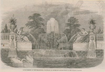 Forbedringer av Serpentine - Fountain under bygging i den italienske hagen av English School