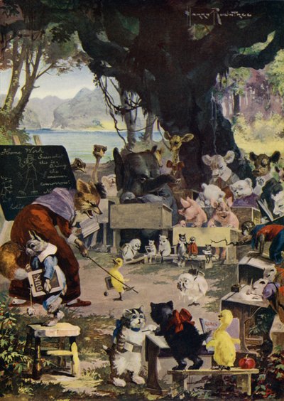 På skolen (farge litho) av English School