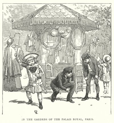 I hagene til Palais Royal, Paris (gravering) av English School