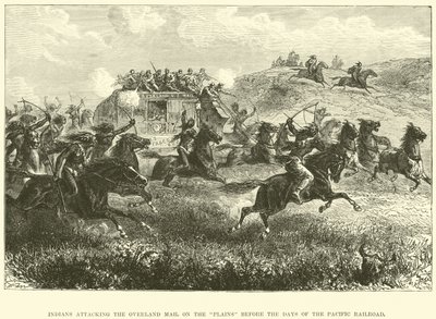Indianere angriper Overland Mail på slettene før Pacific Railroads dager av English School