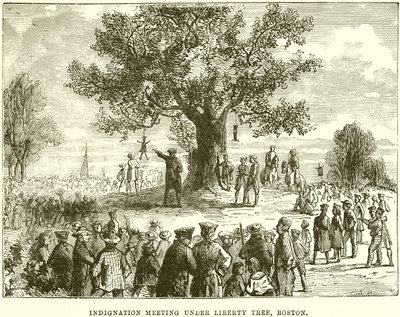 Indignasjonsmøte under Liberty Tree, Boston av English School