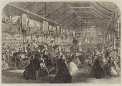 Industriell utstilling i Bingley Hall, Birmingham (gravering) av English School