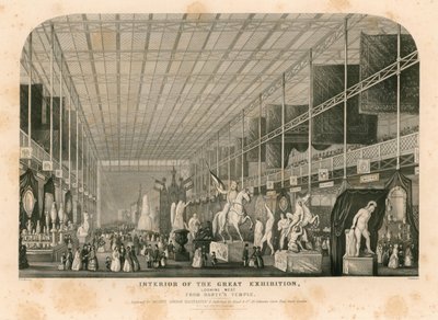 Interiør ser vestover fra Dantes Temple, Great Exhibition, 1851 av English School