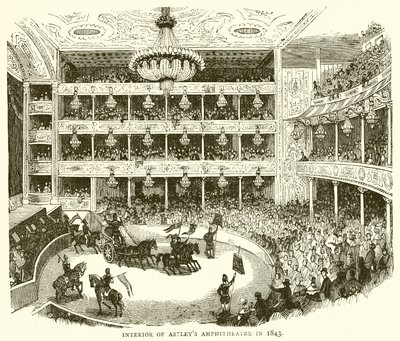 Interiør av Astleys Amphitheatre i 1843 av English School