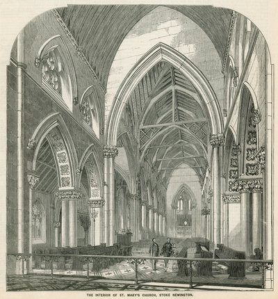 Interiør av St Marys Church i Stoke Newington av English School