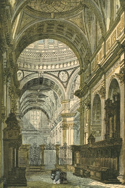 Interiør av St Pauls Cathedral, London av English School