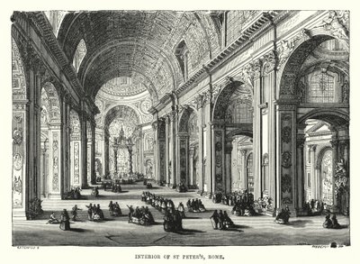 Interiør av Peterskirken, Roma (gravering) av English School
