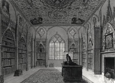 Interiør av Strawberry Hill (litho) svart/hvitt bilde) av English School