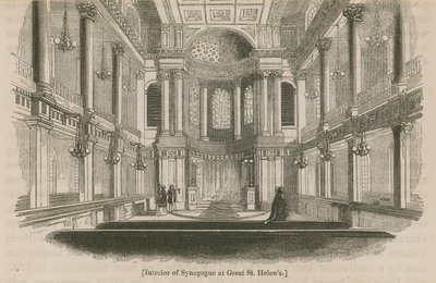 Interiør i synagogen i Great St Helens, London av English School