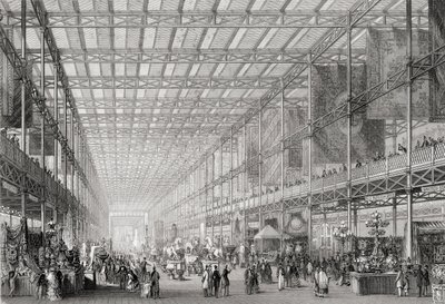 Interiør av The Great Industrial Exhibition fra 1851 i Hyde Park fra Cyclopaedia of Useful Arts & Manufactures, redigert av Charles Tomlinson, ca. 1880-tallet av English School