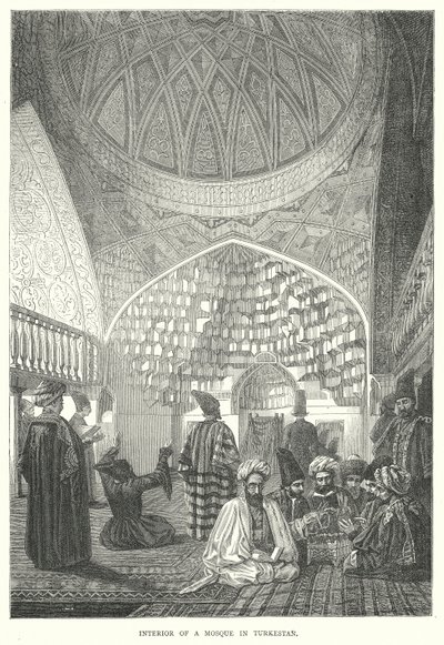 Interiør av en moské i Turkestan (gravering) av English School