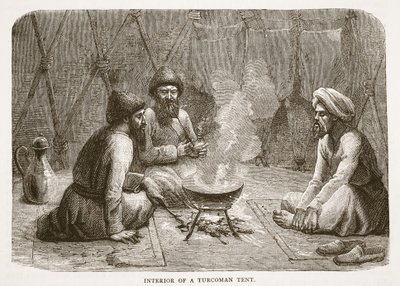 Interiør i et Turcoman-telt, illustrasjon fra Cassells Illustrated History of England av English School