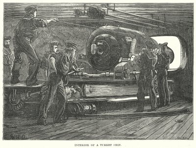 Innenraum eines Turmschiffs (Gravur) von English School