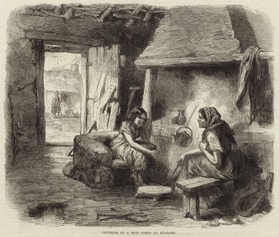 Interiør i en leirhytte på Kildare av English School