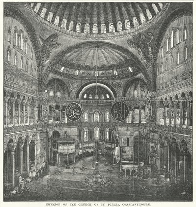 Interiøret i St. Sophia-kirken i Konstantinopel (gravering) av English School