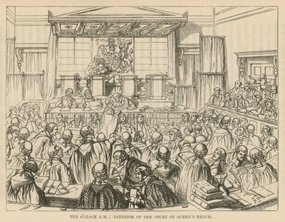 Interiør av Court of Queens Bench av English School