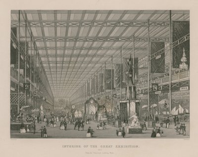 Interiør av den store utstillingen, 1851, fra tverrskipet ser vestover av English School