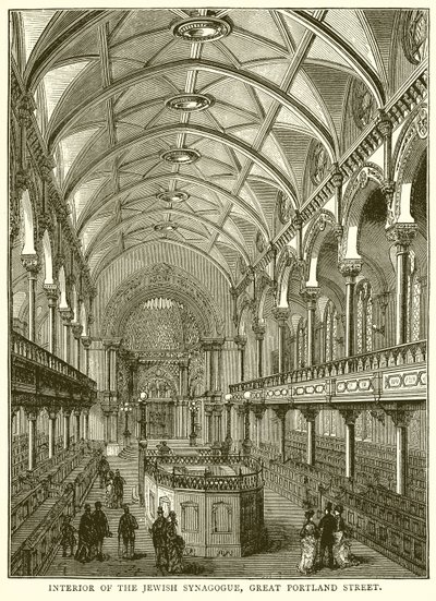 Interiøret i den jødiske synagogen, Great Portland Street av English School